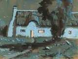 Sydney Carter, Cottage and Trees, gouache on paper