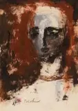 Carl Büchner, Portrait, mixed media on paper
