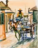 Durant Sihlali, Horse and Cart, Alexandra Township, oil on paper