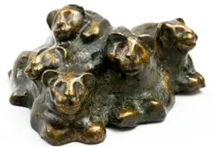 Five Lion Cubs by Michael Fleischer, bronze with a brown patina, offered Sep 2017