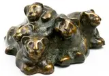 Michael Fleischer, Five Lion Cubs, bronze with a brown patina
