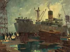 Dry Dock by Nils Andersen, oil on board, sold Sep 2017