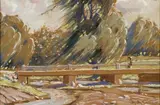 Sydney Carter, Willows in the Wind, gouache on card