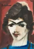 Carl Büchner, Portrait, mixed media on paper