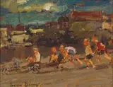 Boys Go-Kart Racing by Adriaan Boshoff, oil on canvas laid down on board, sold Sep 2017