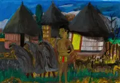 KHOMBA: the Venda Lady's from Initiation by Noria Mabasa, 2009, oil on paper, sold Sep 2017