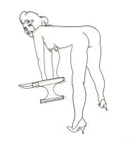 Barend de Wet, Nude Leaning on Anvil, wrought iron