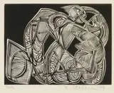 Conversation by Cecil Skotnes, wood engraving, sold Jul 2017