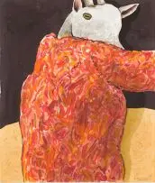 Colbert Mashile, Goat in a Ball Gown, watercolour on paper
