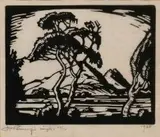 Potgietersrust, Berge (Nilant 63) by Jacobus Hendrik Pierneef, linocut on handmade sisal-cotton paper, sold Jul 2017