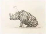 Poster for the National Gallery of Australia: Drawing for the 'Magic Flute' (Tamino's Rhinoceros) II by William Kentridge, 2013, colour photolithograph, sold Jul 2017