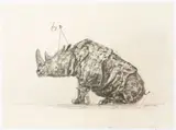 Poster for the National Gallery of Australia: Drawing for the 'Magic Flute' (Tamino's Rhinoceros) I by William Kentridge, 2013, colour photolithograph, sold Jul 2017