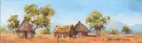 Otto Klar, Figures alongside Huts, oil on board