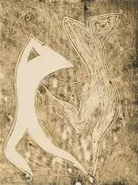 Dancing Figures by Eugene Labuschagne, monotype, sold Jul 2017