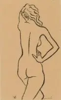 Maurice van Essche, Standing Nude, linocut