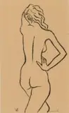 Maurice van Essche, Standing Nude, linocut