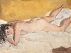 Nude by Robert Broadley, oil on board, sold Jul 2017