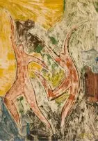 Eugene Labuschagne, Two Dancing Figures, monotype