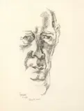 Gregoire Boonzaier, Neus te lank!, recto; Self Portrait, verso, charcoal