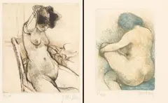 Douglas Portway, Nude on a Chair; Seated Nude, aquatint