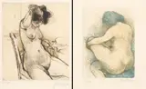 Douglas Portway, Nude on a Chair; Seated Nude, aquatint