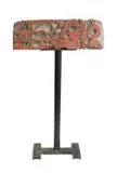 Lucky Sibiya, Horizontal Totem, carved and painted wood, mounted on a steel base