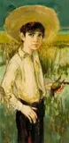 Jean Baptiste Valadie, Boy with Straw Hat and Dead Bird, oil on canvas