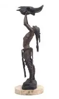 Tienie Pritchard, People from a Lost World, 1983, bronze on a marble base