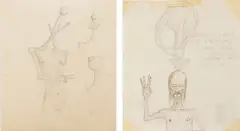 Wolf Weinek, 1967 Julie. Eine keusche jungfrau macht ferien 'Entwurf zu einem ''erlebnis'' (Recto/Verso), pencil and ink on paper
