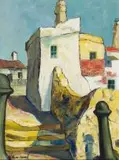 Village by Alexander Rose-Innes, oil on board, sold Jul 2017