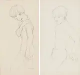 Fleur Ferri, Acrobats, two, pen on paper