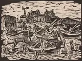 Fishing Boats by Gregoire Boonzaier, linocut, sold Jul 2017