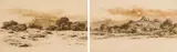 Otto Klar, Landscape I, Landscape II, two, charcoal on paper