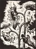 Sunflowers by Gregoire Boonzaier, linocut, sold Jul 2017