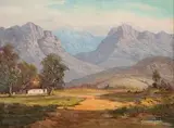 Thatched House at the foot of the Mountains by Gabriel de Jongh, oil on canvas, sold Jul 2017