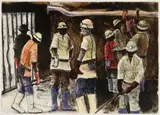Maintenance by Sam Nhlengethwa, colour lithograph, sold Jul 2017