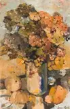 Francois Koch, Still Life with Flowers and Fruit, oil on board