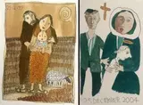 Pieter van der Westhuizen, Holy Family; Holy Family with Cross, hand coloured etchings
