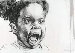 Bambo Sibiya, Surprise, charcoal and wash on paper