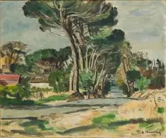 Tree Lined Roadway by Robert Broadley, oil on canvas, sold Jul 2017