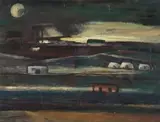 Karoo Landscape by Pranas Domšaitis, oil on board, sold Jul 2017