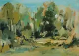 Ronald Mylchreest, Landscape with Trees, oil on board