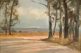 Blue Gums in a Landscape by Christopher Tugwell, oil on board, sold Jul 2017