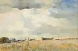 Errol Boyley, Dune Landscape with Boats, oil on board