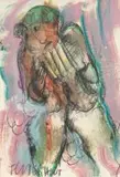 Frans Claerhout, Figure with Pan Flute, mixed media on paper