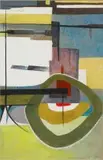 Armando Baldinelli, Abstract Composition with Green Circle, mixed media on card