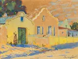 Gabled Homestead by Sydney Carter, watercolour on card, sold Jul 2017