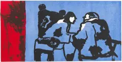 Plotting by Robert Hodgins, colour etching, sold Jul 2017