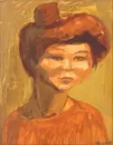 Marjorie Wallace, Portrait of a Woman, mixed media on card