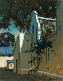 Sydney Carter, Cape Dutch House, gouache on card